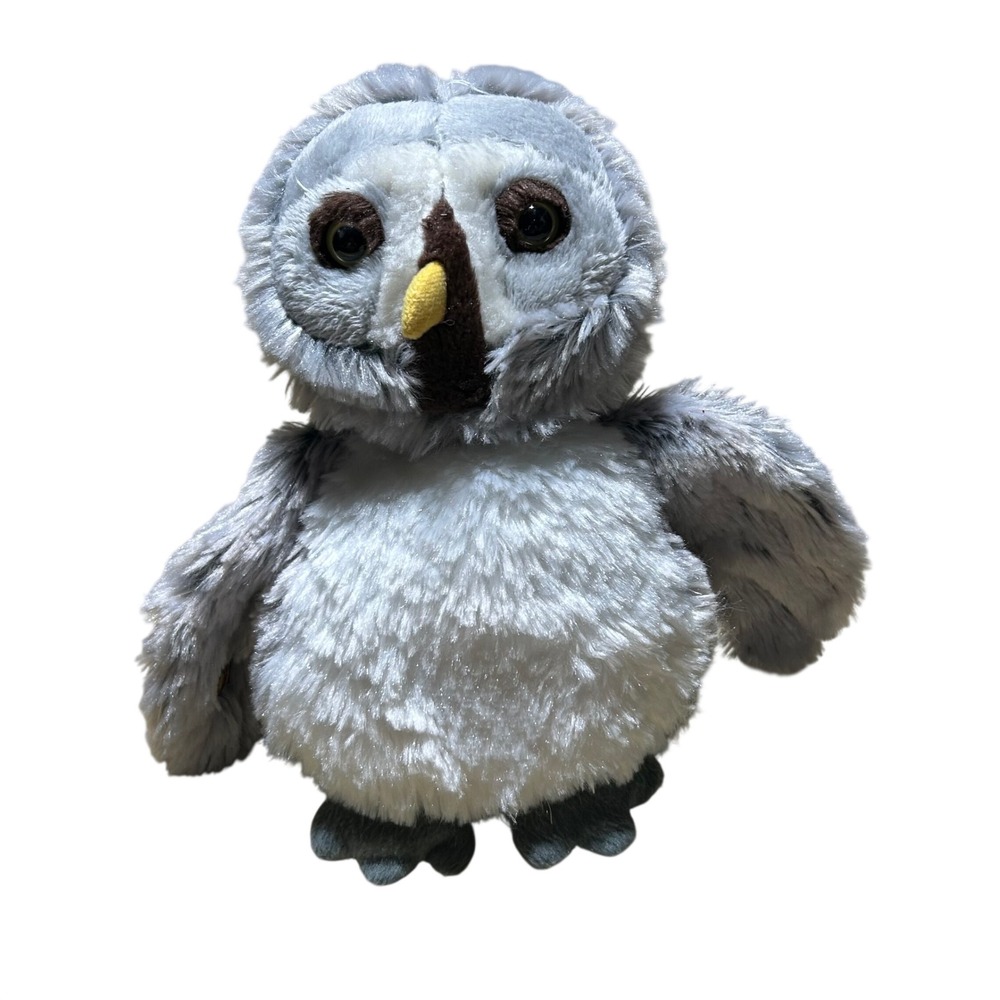 Ganz Owl Plush Stuffed Animal Grey White 10 Inch Realistic Woodland Cottagecore